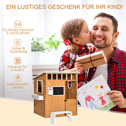 Hölzernes Spielhaus für Kinder mit Fenster und Briefkasten
