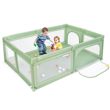Laufstall Babylaufstall mit 50 Bällen &amp; 2 Türen 205 x 147 x 68,5 cm Grün