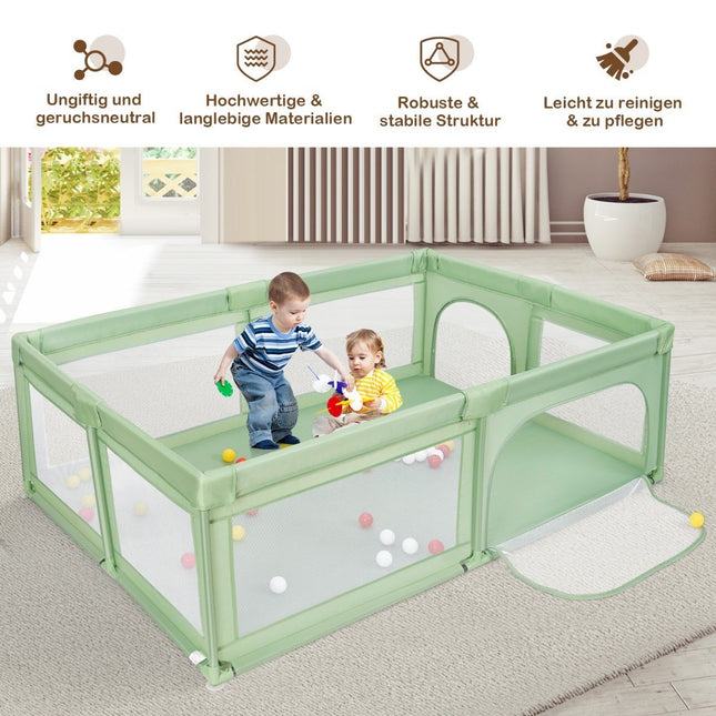 Laufstall Babylaufstall mit 50 Bällen &amp; 2 Türen 205 x 147 x 68,5 cm Grün