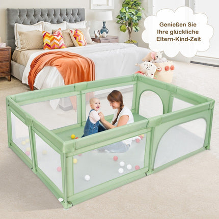 Laufstall Babylaufstall mit 50 Bällen &amp; 2 Türen 205 x 147 x 68,5 cm Grün