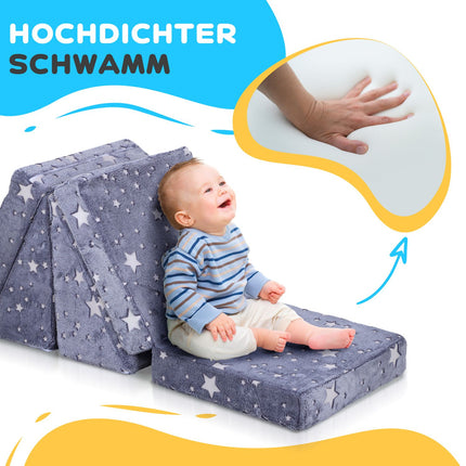 Children's sofa in foam with recliner, Glow Velvet, Grey, 5-part