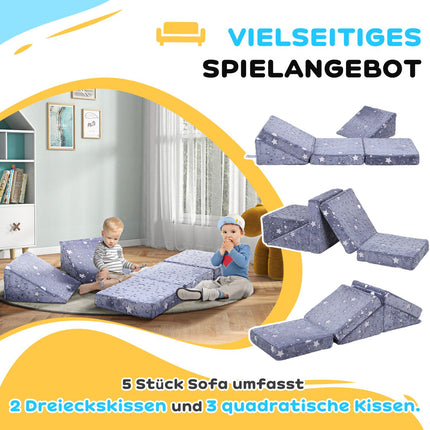 Children's sofa in foam with recliner, Glow Velvet, Grey, 5-part