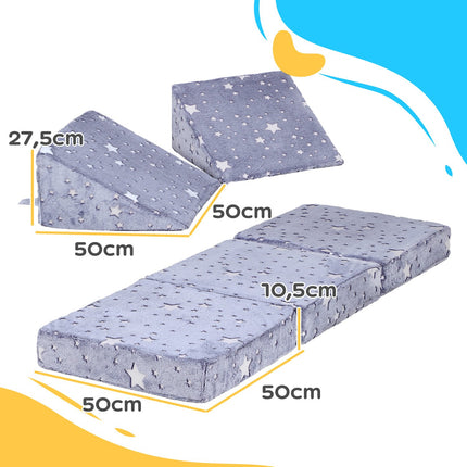 Children's sofa in foam with recliner, Glow Velvet, Grey, 5-part
