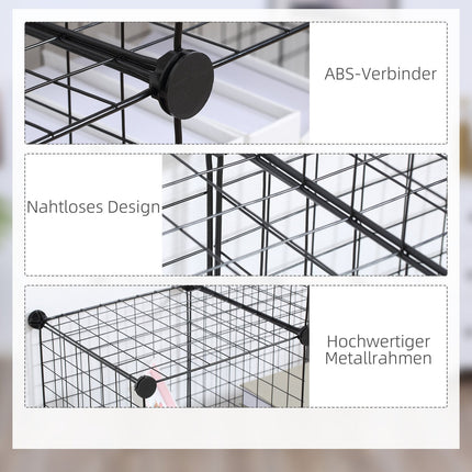 Modulares Drahtgitter-Lagerregal – 6 Würfel, schwarz, 109 x 37 x 109 cm