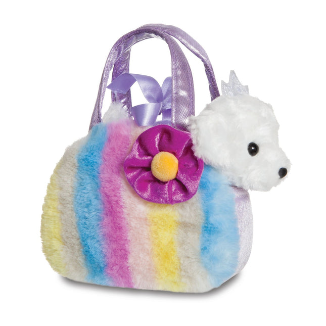 Plüsch-Hundespielzeug in violetter Tasche, 20 cm groß