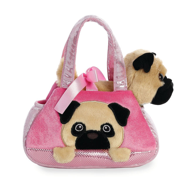 Plüschtier Mops in Tasche, 20 cm, weicher und kuscheliger Begleiter