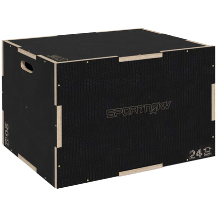 Plyo-Box, 3 Höhen, 61x51x41 cm, Schwarz, 120 kg Tragkraft