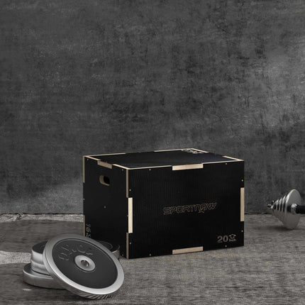 Plyo-Box, 3 Höhen, 61x51x41 cm, Schwarz, 120 kg Tragkraft