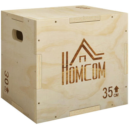 Plyo Box 3-in-1, Natural Wood, 3 Heights, 40.5x35.5x30.5 cm