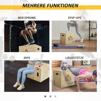 Plyo Box 3-in-1, Natural Wood, 3 Heights, 40.5x35.5x30.5 cm