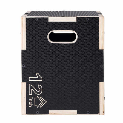 Plyometric Jump Box, 3-In-1 16-14-12 In Wooden Anti-Slip