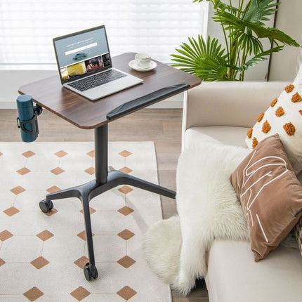 Pneumatic Sit-Stand Desk, 29–42 in, Tilt Top, Cup Holder