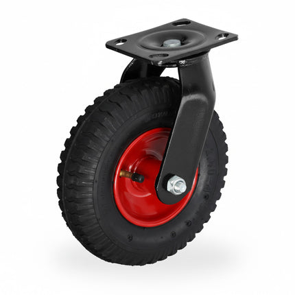 Pneumatic Swivel Castor 2.50-4 with Mounting Plate, 120 kg Load, 360° Swivel