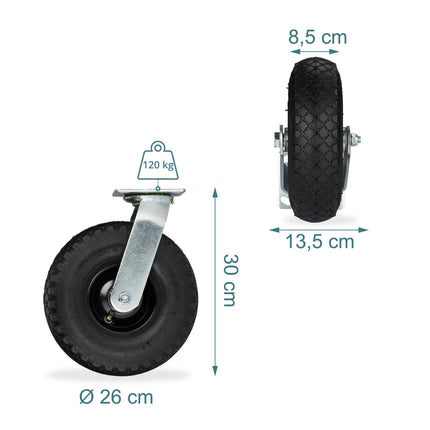 Pneumatic Swivel Castor, 3.00-4, High Load Capacity
