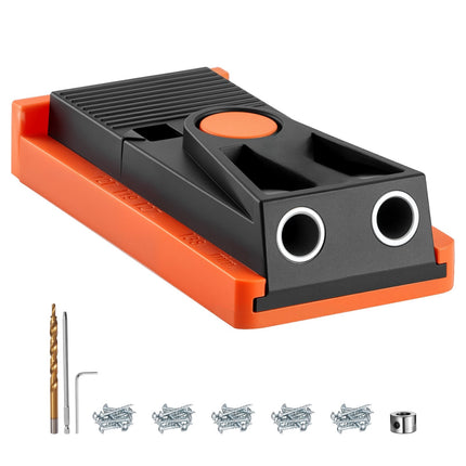 Pocket Hole Jig Kit, Adjustable 1/2–1-1/2 in, Drill Bit, Screws