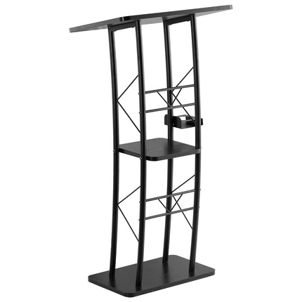 Podium Stand, 1180 mm Curved Lectern With Storage Shelf