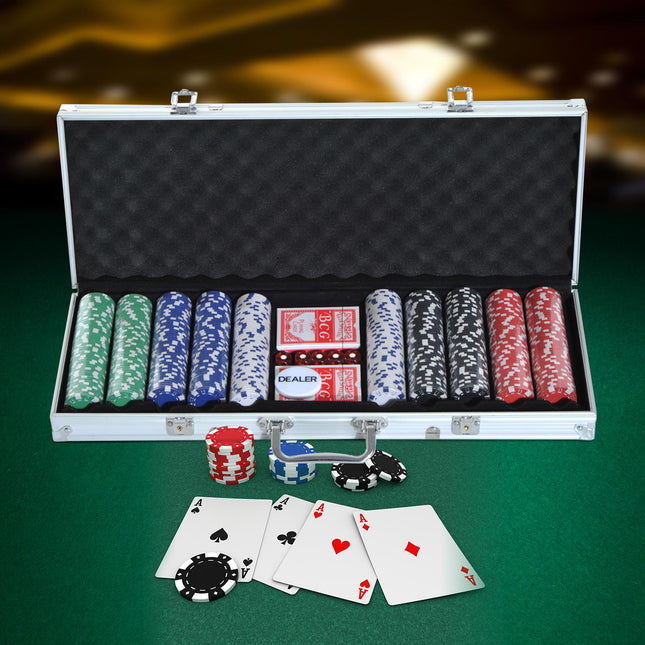 500er Poker Set mit Alukoffer und Würfeln