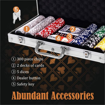 Poker Chip Set, 300 Chips, Aluminiumkoffer – Texas Hold'em