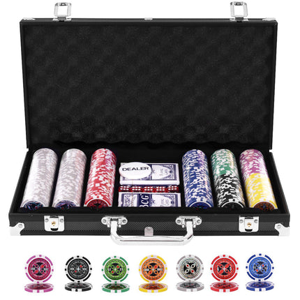 Sada pokerových žetonů, 300 žetonů, Texas Hold'em, hliníkový kufřík