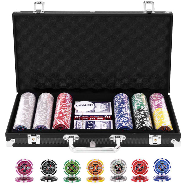 Sada pokerových žetonů, 300 žetonů, Texas Hold'em, hliníkový kufřík
