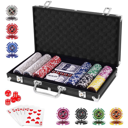 Sada pokerových žetonů, 300 žetonů, Texas Hold'em, hliníkový kufřík