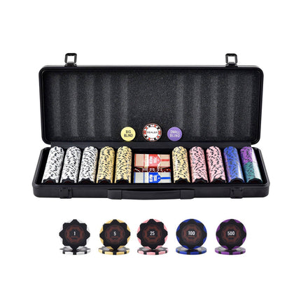 Poker Chip Set, 500 Pieces, 14g Clay Chips, Case