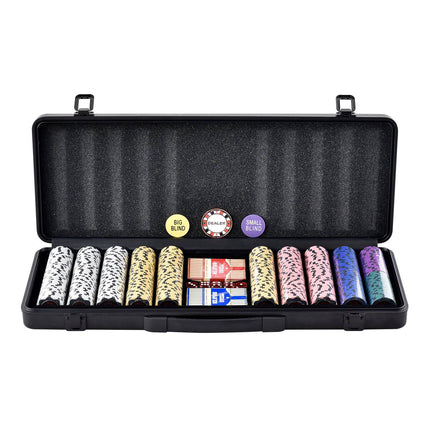 Poker Chip Set, 500 Pieces, 14g Clay Chips, Case