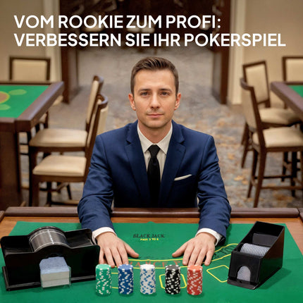 Pokerová sada s 300 žetony, 2 balíčky karet, kostky, kufřík pro 8 hráčů
