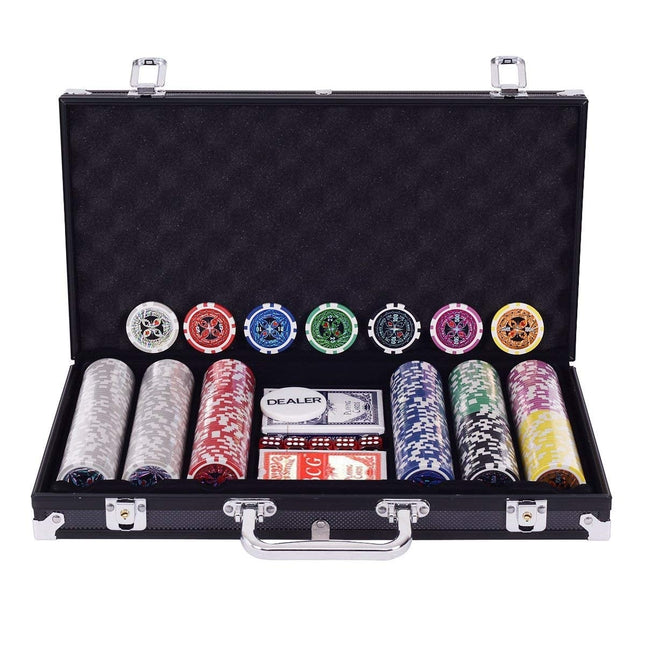 Poker Set with 300 Laser Chips and Aluminum Case