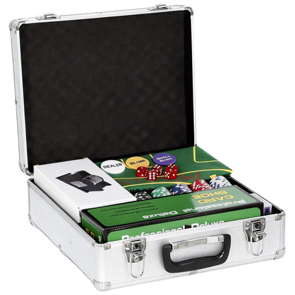 Poker Set with 500 Chips, 2 Decks, Dice, Case for 10 Players
