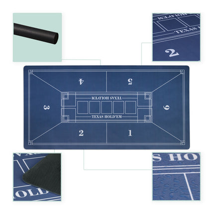 Poker Table Mat, 120x60 cm, Non-Slip, Waterproof