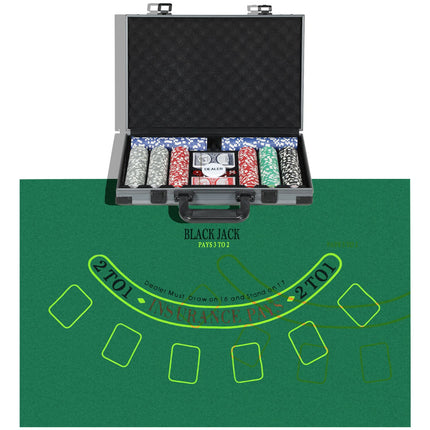 Pokerset mit 400 Chips, Spielmatte und Aluminiumkoffer