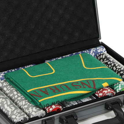 Pokerset mit 400 Chips, Spielmatte und Aluminiumkoffer
