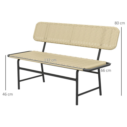 2-Sitzer Polyrattan-Bank, Metallgestell, Tragkraft 250 kg