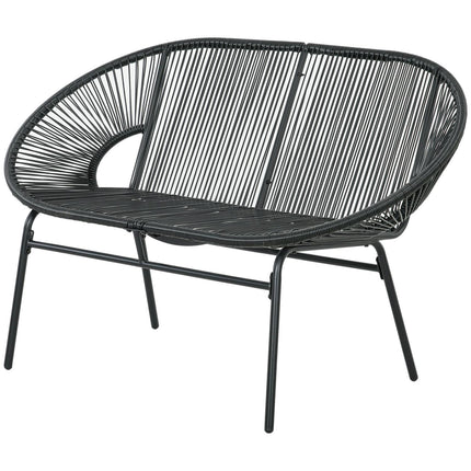 Black poly rattan 2-seater garden bench, 260 kg capacity