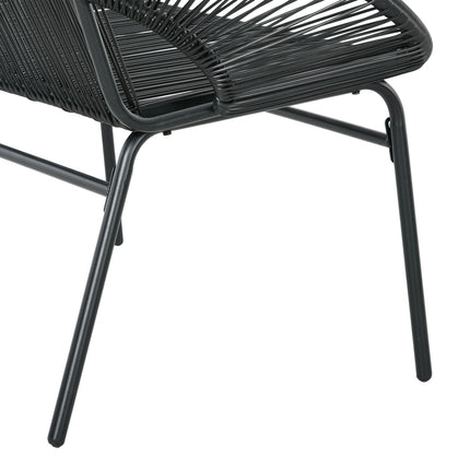 Black poly rattan 2-seater garden bench, 260 kg capacity