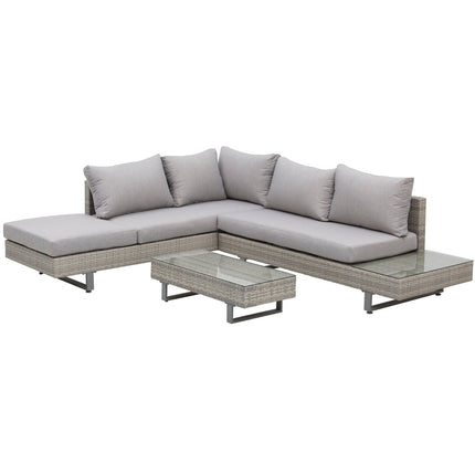 Wetterfestes 3-teiliges Lounge-Set aus Rattan mit Sofa und Beistelltisch