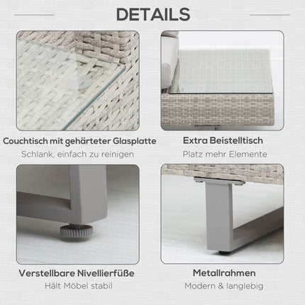 Wetterfestes 3-teiliges Lounge-Set aus Rattan mit Sofa und Beistelltisch