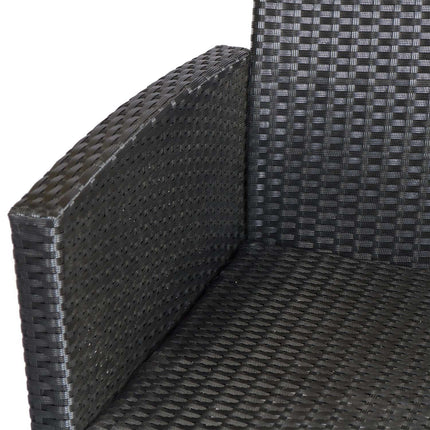 Black Poly Rattan Garden Furniture Set of 4 - Metal Frame