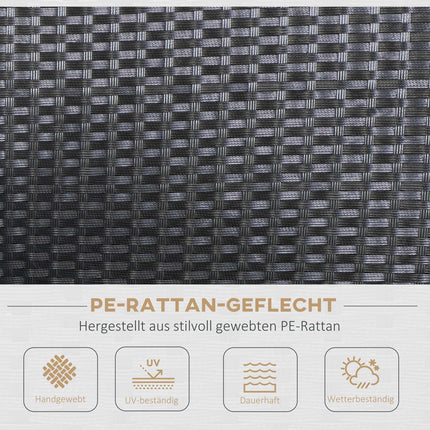 Black Poly Rattan Garden Furniture Set of 4 - Metal Frame