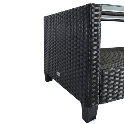 Black Poly Rattan Garden Furniture Set of 4 - Metal Frame
