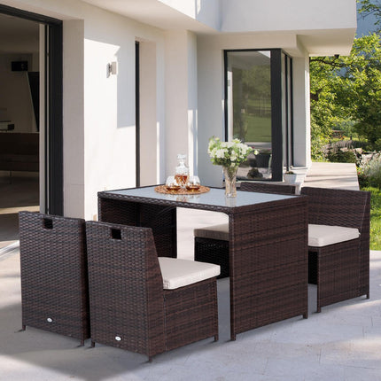 5-teilige Gartenmöbel aus Polyrattan – wetterfest