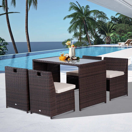 5-teilige Gartenmöbel aus Polyrattan – wetterfest