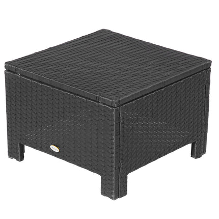 Balkonhocker aus Polyrattan mit Kissen, schwarz/creme, 50cm