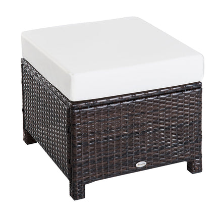 Balkonhocker aus Polyrattan mit Kissen, braun/creme, 50x50x35 cm