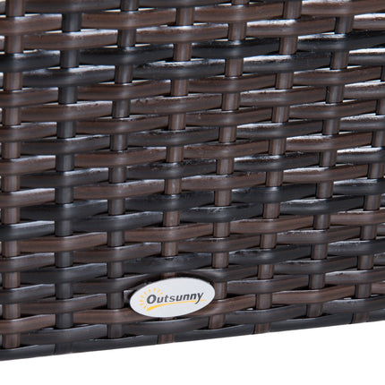 Balkonhocker aus Polyrattan mit Kissen, braun/creme, 50x50x35 cm