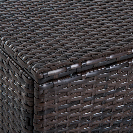 Balkonhocker aus Polyrattan mit Kissen, braun/creme, 50x50x35 cm