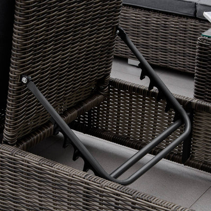 Verstellbare Sonnenliege aus Polyrattan mit Tisch und Kissen