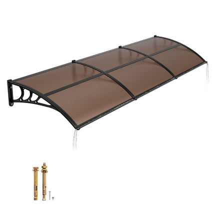 Polycarbonate Door Awning 38 x 117 In, Brown, Drainage