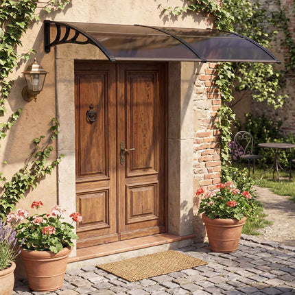 Vordach aus Polycarbonat, 197x89cm, Braun, Wetterfest